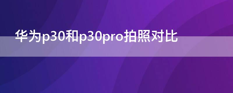 华为p30和p30pro拍照对比（华为p30拍照对比p30 pro）