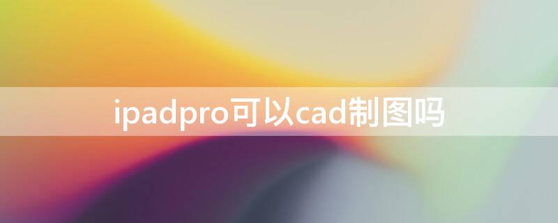 ipadpro可以cad制图吗 ipadpro2021可以cad制图吗