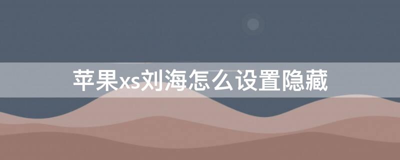 iPhonexs刘海怎么设置隐藏（iphone xs刘海怎么设置隐藏）