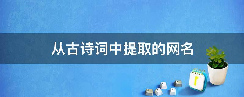 从古诗词中提取的网名 取自古诗词的网名