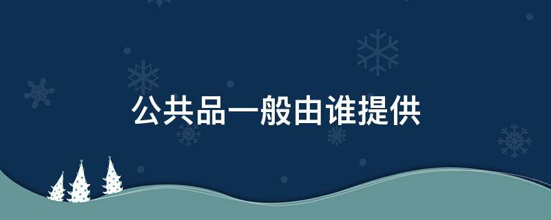 公共品一般由谁提供 公共物品的提供方式