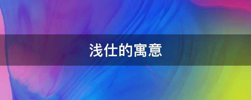 浅仕的寓意 浅字的寓意