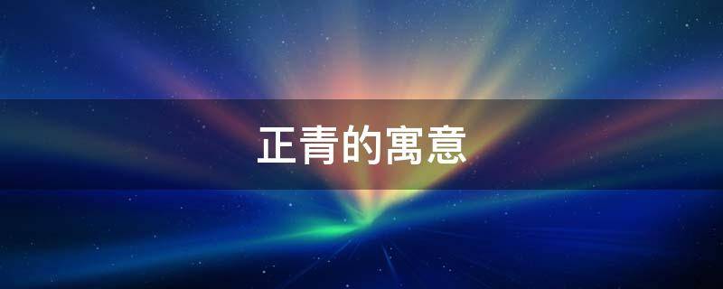 正青的寓意 正青是什么字