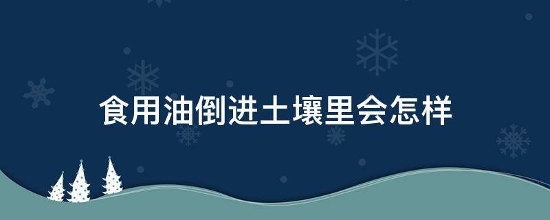 食用油倒进土壤里会怎样（食用油倒在地上怎么处理）