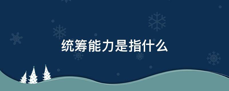 统筹能力是指什么 统筹能力什么意思