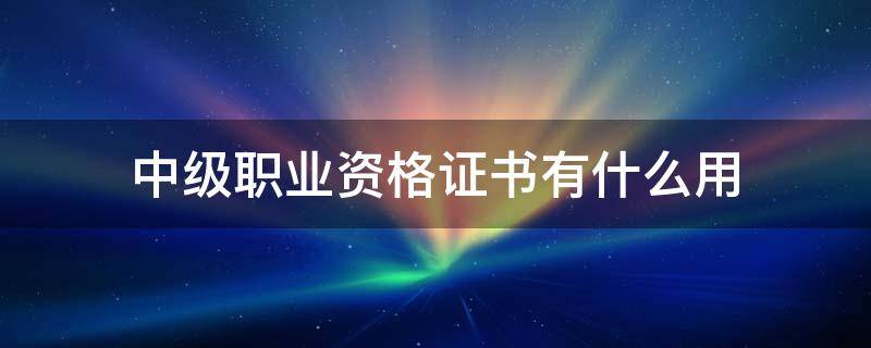 中级职业资格证书有什么用 中级职业技能资格证书有什么用