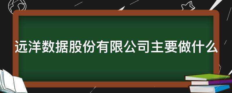 远洋数据股份有限公司主要做什么 远洋数据公司是做什么的