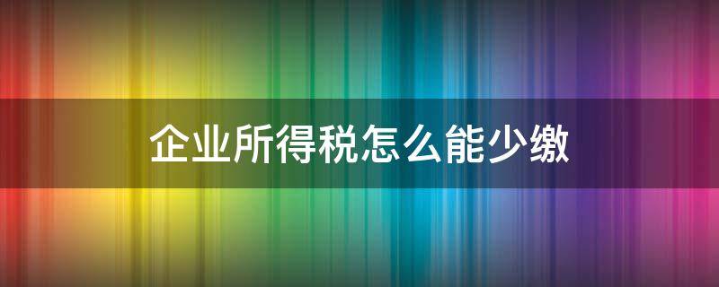 企业所得税怎么能少缴（所得税怎么样才能少交）