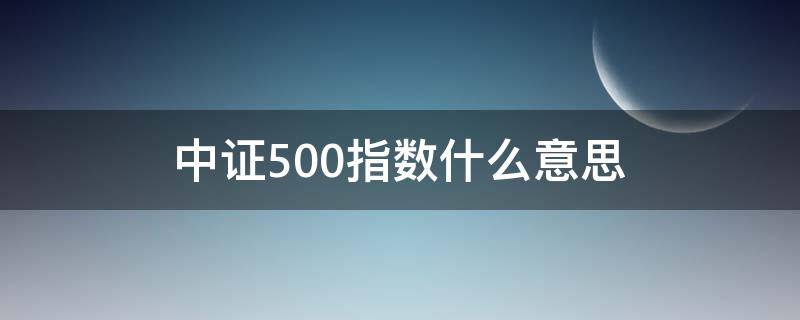 中证500指数什么意思（中证500是什么指数）