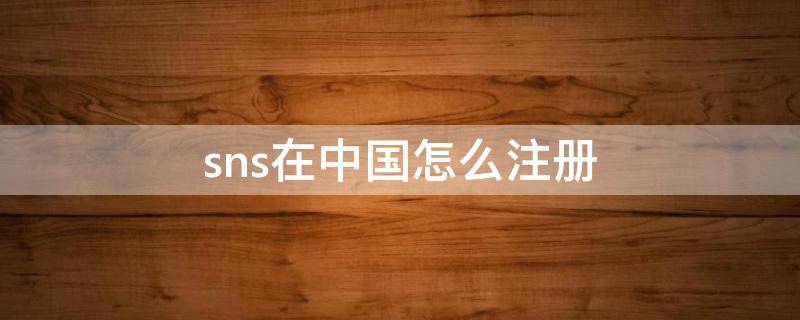 sns在中国怎么注册（sns在中国怎么注册为啥显示邮箱被用了）