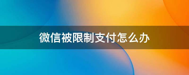 微信被限制支付怎么办 微信限制了支付怎么办