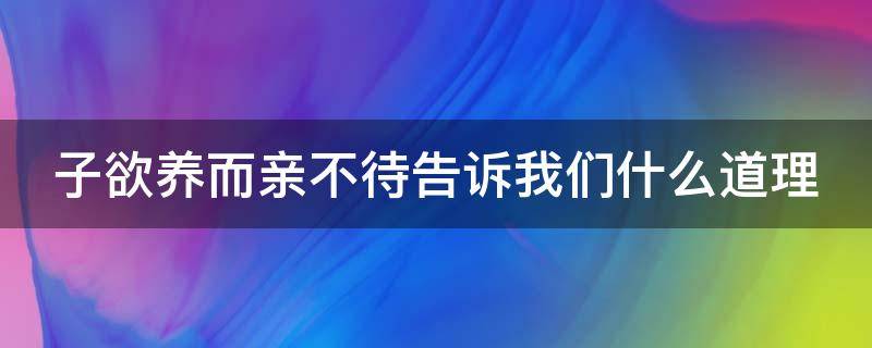 子欲养而亲不待告诉我们什么道理 子欲养而亲不待的道理