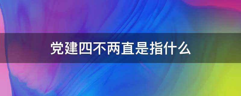 党建四不两直是指什么（党建四不两直内容）