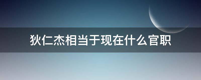 狄仁杰相当于现在什么官职（狄仁杰相当于现在的什么官职）