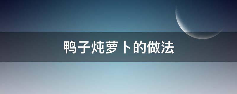 鸭子炖萝卜的做法（鸭肉炖萝卜的做法大全）