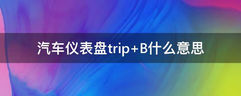 汽车仪表盘trip 汽车仪表盘tripa和tripb