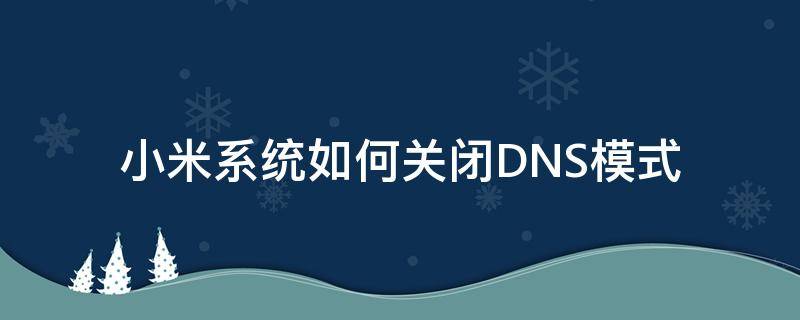 小米系统如何关闭DNS模式（小米 设置dns）