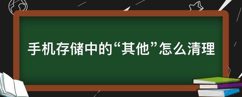 手机存储中的“其他”怎么清理（手机存储中的其他怎么清理）