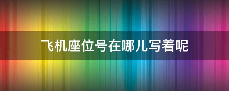 飞机座位号在哪儿写着呢（坐飞机座位号标在哪）