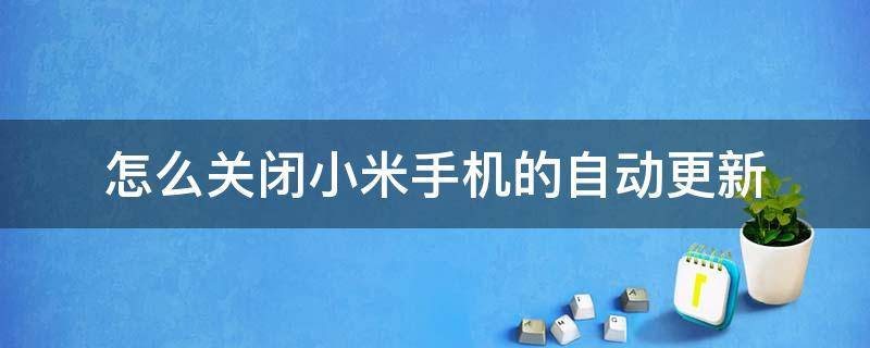 怎么关闭小米手机的自动更新 怎么关闭小米手机的自动更新系统