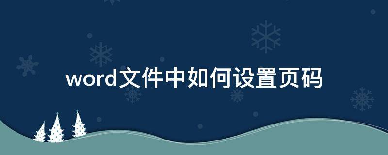 word文件中如何设置页码（如何在Word中设置页码）