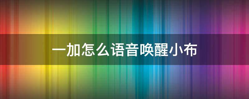 一加怎么语音唤醒小布 一加小布语音助手怎么设置语音唤醒