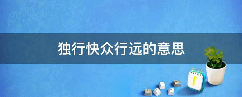 独行快众行远的意思 独行快众行远的意思的例子