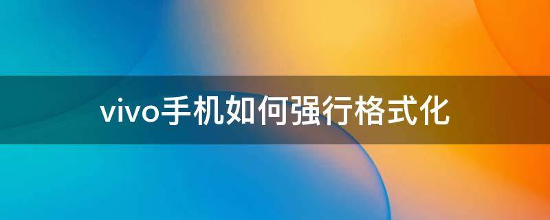 vivo手机如何强行格式化 vivo手机如何强行格式化不要密码