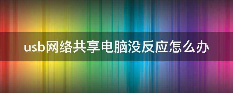 usb网络共享电脑没反应怎么办 usb共享网络没有反应