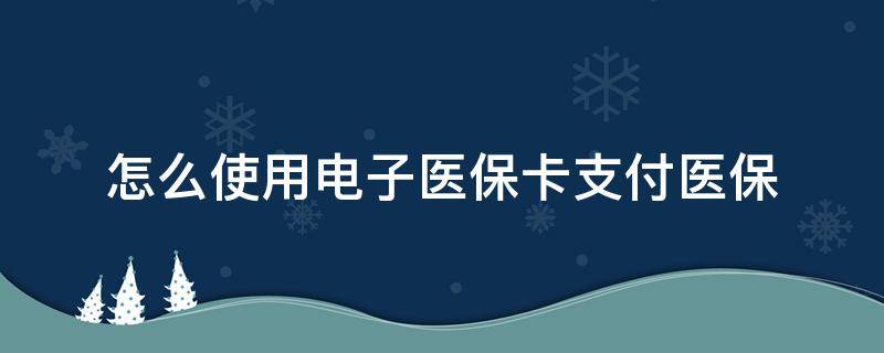 怎么使用电子医保卡支付医保（电子医保卡怎么缴费医保）