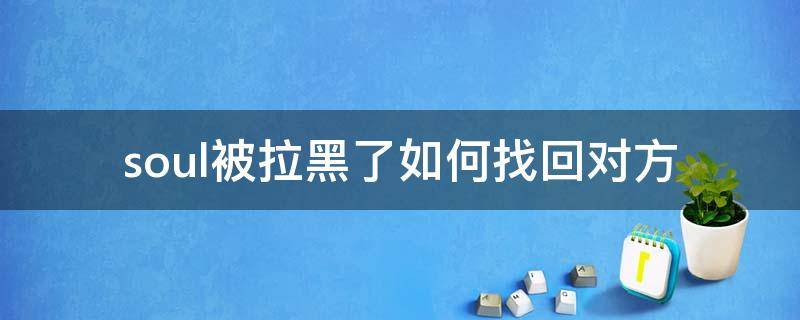 soul被拉黑了如何找回对方（soul被拉黑了怎么找回对方会怎么样）