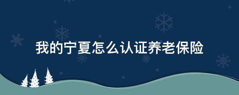 我的宁夏怎么认证养老保险（怎么在我的宁夏上面认证养老保险呢）