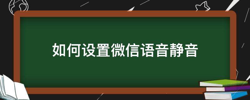 如何设置微信语音静音 微信如何设置语音静音模式