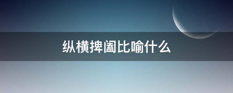 纵横捭阖比喻什么 纵横捭阖的含义