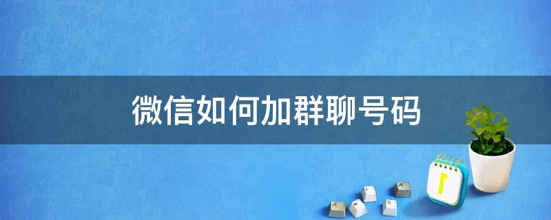 微信如何加群聊号码（微信怎么加群聊号码）