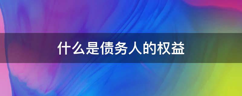 什么是债务人的权益（债务人的合法权益）