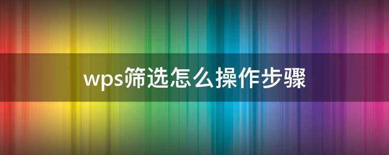 wps筛选怎么操作步骤（wps筛选怎么操作步骤视频）