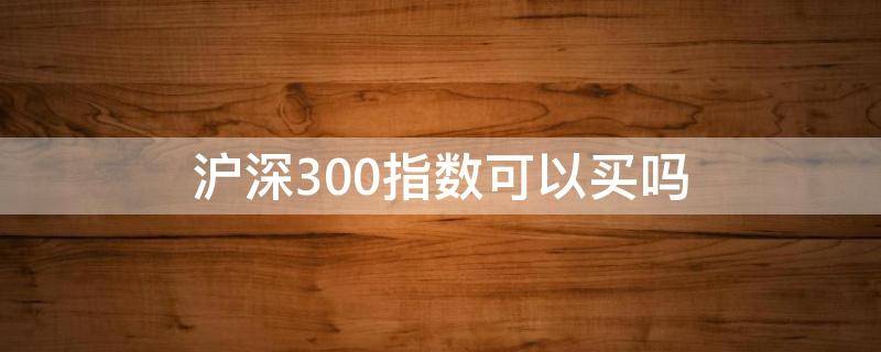 沪深300指数可以买吗（为什么要买沪深300指数）