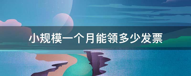 小规模一个月能领多少发票 小规模领发票只能一个月领一次吗