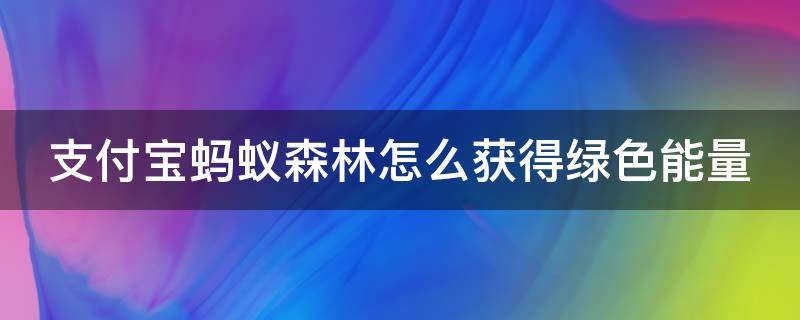 支付宝蚂蚁森林怎么获得绿色能量 蚂蚁森林一天9000能量