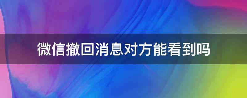 微信撤回消息对方能看到吗 微信撤回消息对方能看到吗撤回记录吗