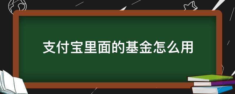 支付宝里面的基金怎么用（支付宝里的基金怎么弄）