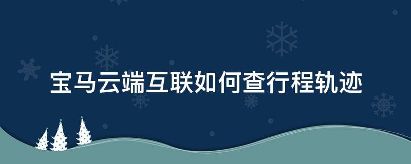 宝马云端互联如何查行程轨迹（宝马云端互联怎么看车行驶记录）