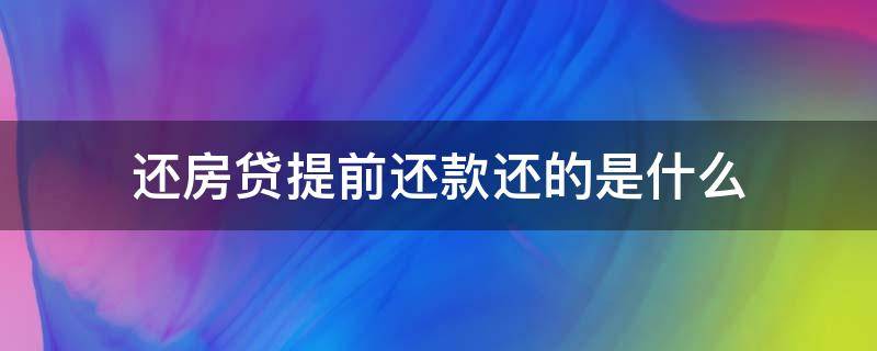 还房贷提前还款还的是什么（房贷的提前还款是什么意思）