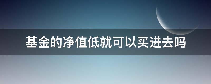 基金的净值低就可以买进去吗 基金净值低时买好吗