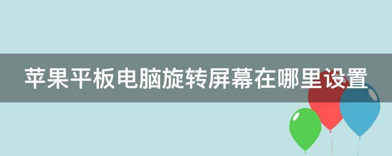 苹果平板电脑旋转屏幕在哪里设置 苹果平板旋转屏幕在哪设置方法