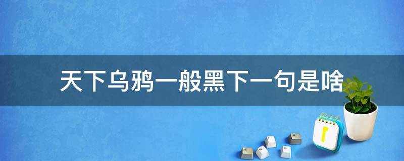 天下乌鸦一般黑下一句是啥 天下的乌鸦一般黑下一句