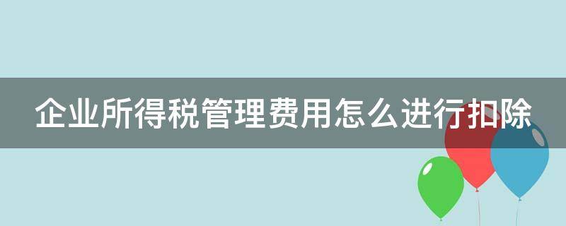 企业所得税管理费用怎么进行扣除（企业所得税管理费用怎么进行扣除比例）