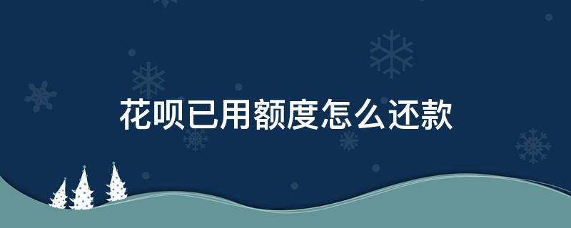 花呗已用额度怎么还款（花呗额度用了怎么还款）