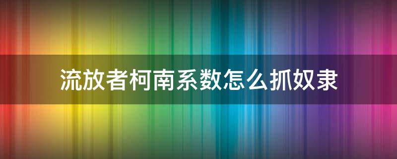 流放者柯南系数怎么抓奴隶 流放者柯南可以抓几个奴隶